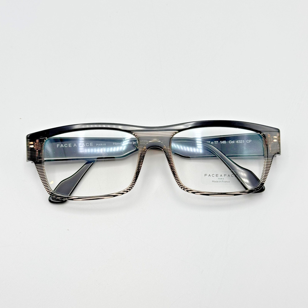 Face A Face Eyeglass Frames Arman 2 Col. 4321 Transparent Striped 57-17-146 New